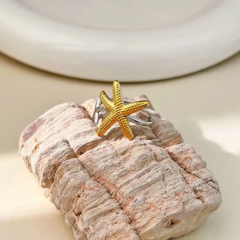 Wholesale Jewelry Beach Simple Style Starfish 304 Stainless Steel Rings