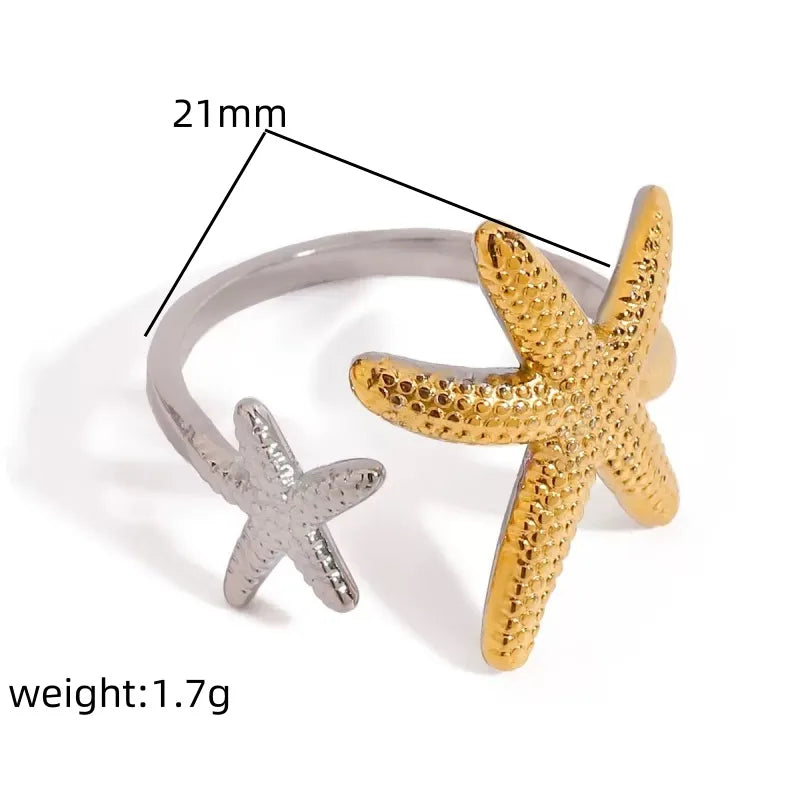 Wholesale Jewelry Beach Simple Style Starfish 304 Stainless Steel Rings