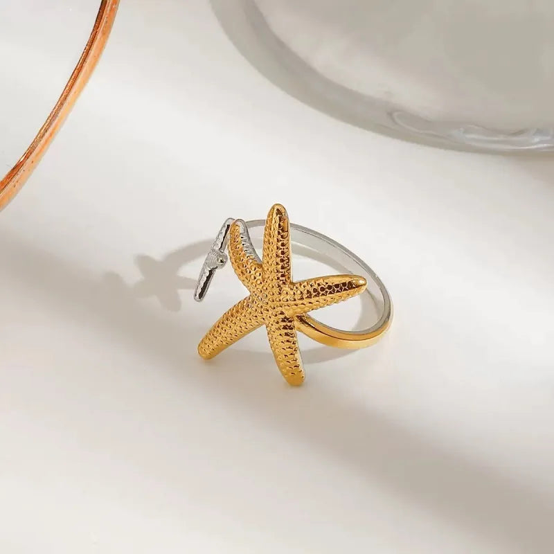 Wholesale Jewelry Beach Simple Style Starfish 304 Stainless Steel Rings