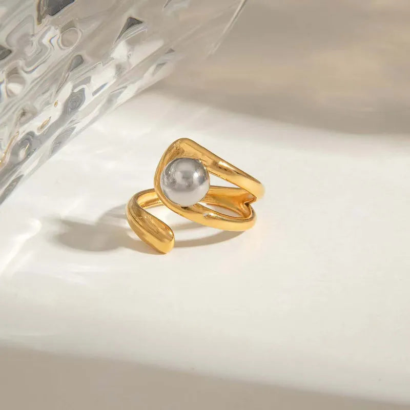 Wholesale Jewelry Casual Basic Simple Style Irregular Geometric 304 Stainless Steel 18K Gold Plated Plating Rings