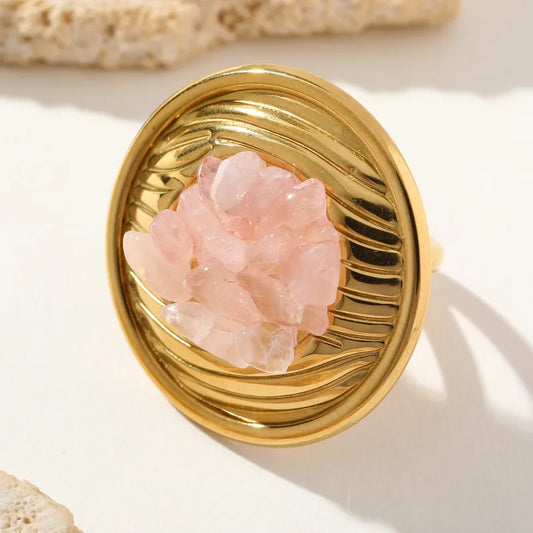 Wholesale Jewelry Casual Sweet Round 304 Stainless Steel Gravel Open Rings