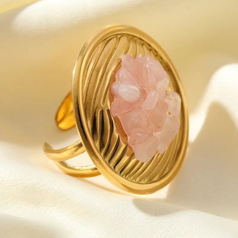 Wholesale Jewelry Casual Sweet Round 304 Stainless Steel Gravel Open Rings