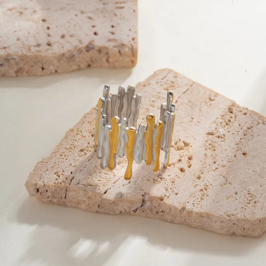 Wholesale Jewelry Classical Simple Style Streetwear V Shape Irregular Geometric 304 Stainless Steel 18K Gold Plated Plating Open Rings