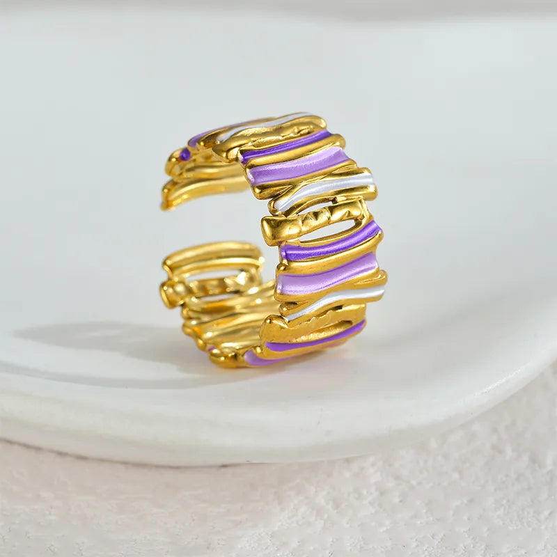 Wholesale Jewelry Cute Artistic Geometric 304 Stainless Steel 18K Gold Plated Rings