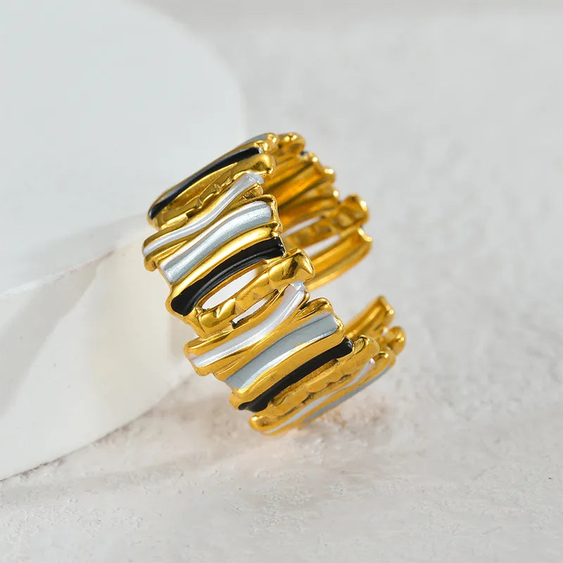 Wholesale Jewelry Cute Artistic Geometric 304 Stainless Steel 18K Gold Plated Rings