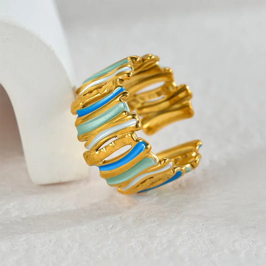 Wholesale Jewelry Cute Artistic Geometric 304 Stainless Steel 18K Gold Plated Rings