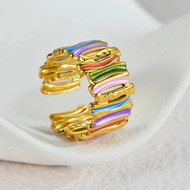 Wholesale Jewelry Cute Artistic Geometric 304 Stainless Steel 18K Gold Plated Rings