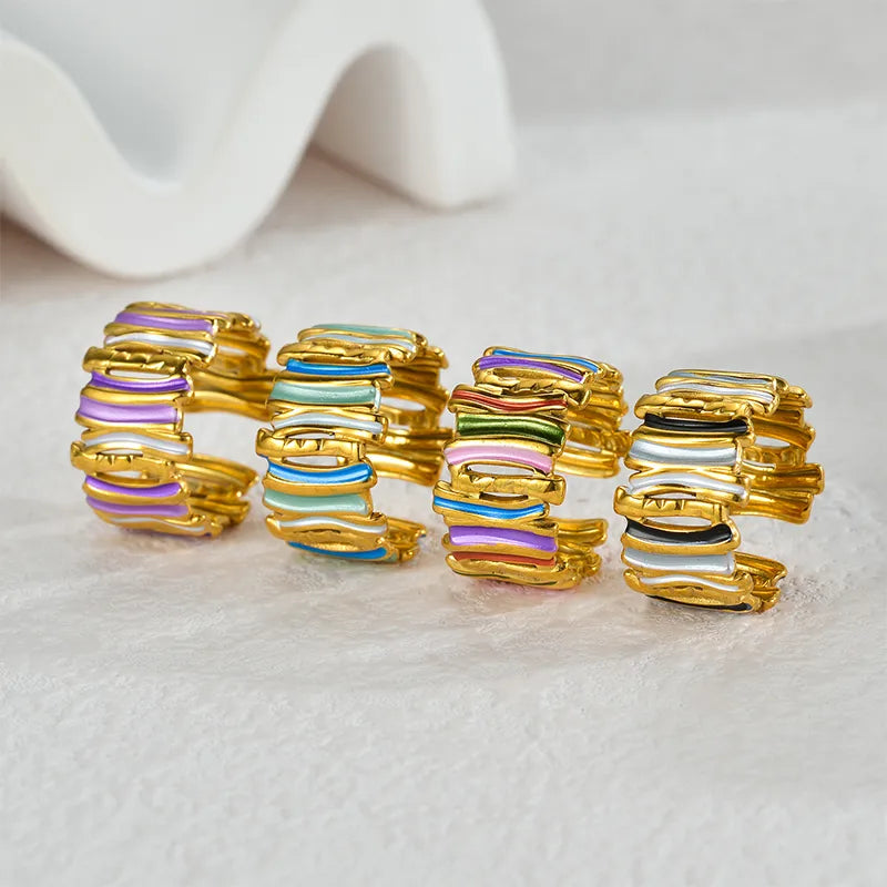 Wholesale Jewelry Cute Artistic Geometric 304 Stainless Steel 18K Gold Plated Rings