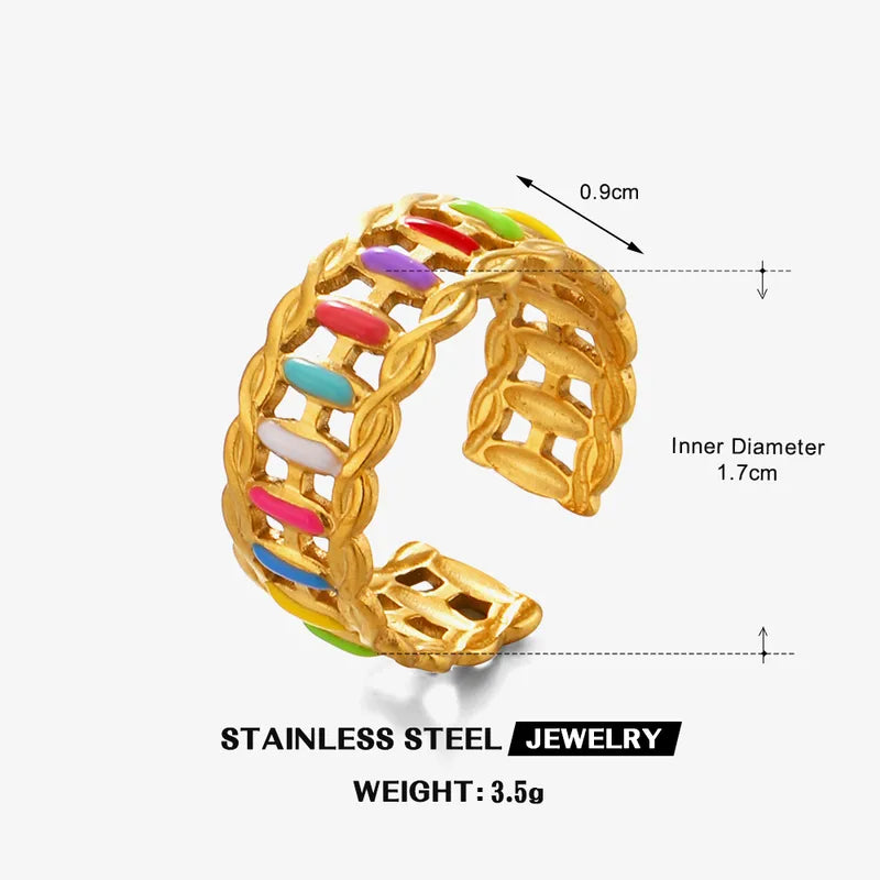 Wholesale Jewelry Cute Wedding Round 304 Stainless Steel 18K Gold Plated Rings