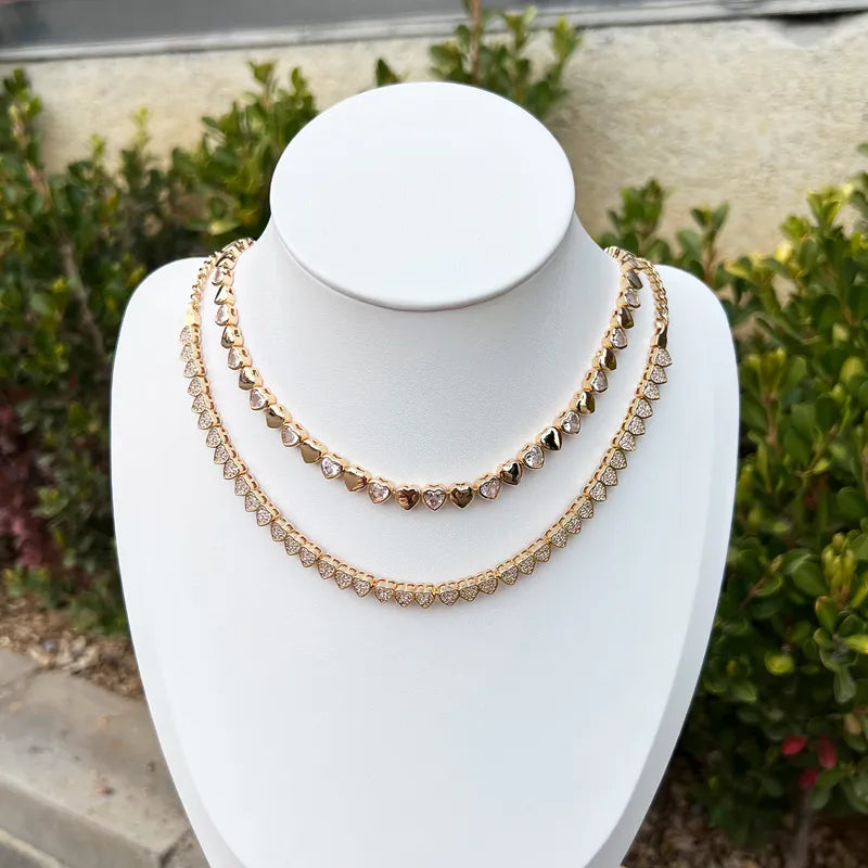Wholesale Jewelry Elegant Glam Romantic Heart Shape Brass Zircon 18K Gold Plated Plating Inlay Choker