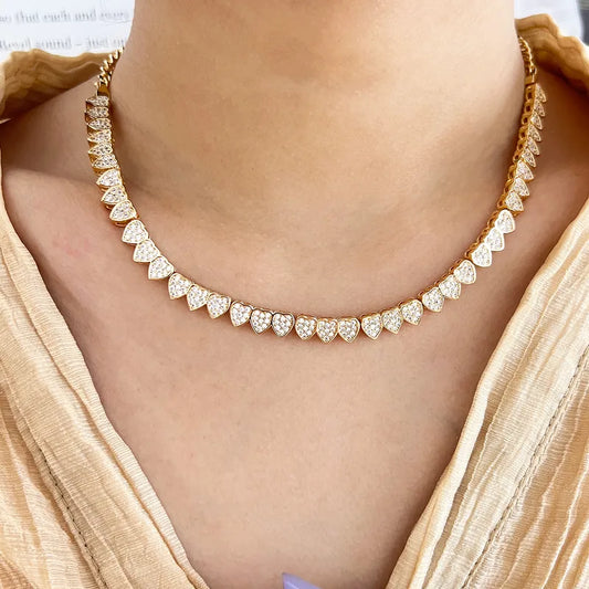 Wholesale Jewelry Elegant Glam Romantic Heart Shape Brass Zircon 18K Gold Plated Plating Inlay Choker
