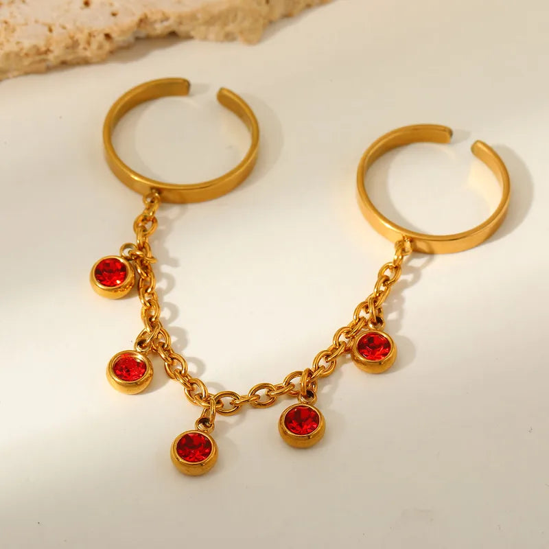 Wholesale Jewelry Elegant Luxurious Lady Round 304 Stainless Steel Rhinestones PVD Coated Plating Inlay Rings