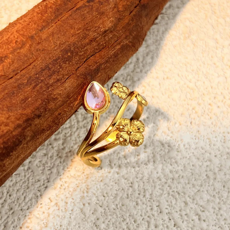 Wholesale Jewelry Elegant Modern Style Heart Shape 304 Stainless Steel Plating Open Rings