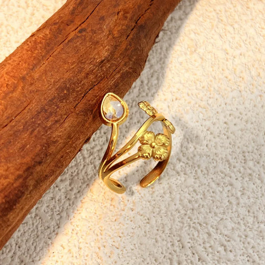 Wholesale Jewelry Elegant Modern Style Heart Shape 304 Stainless Steel Plating Open Rings