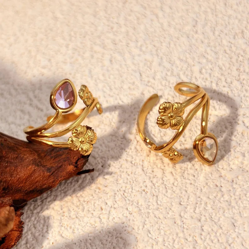 Wholesale Jewelry Elegant Modern Style Heart Shape 304 Stainless Steel Plating Open Rings