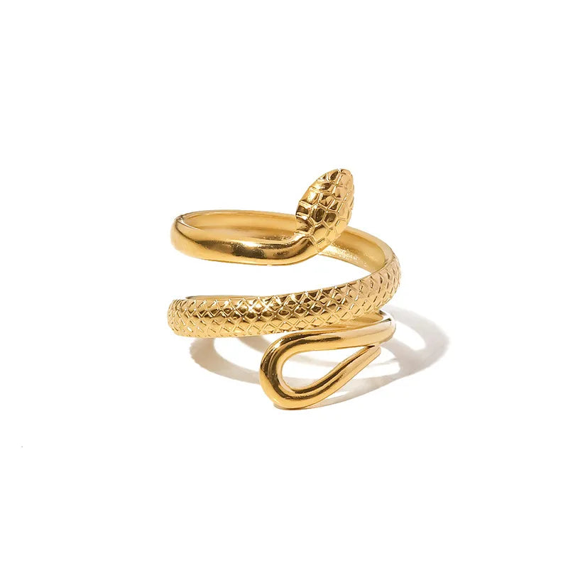 Wholesale Jewelry Fashion Snake 304 Stainless Steel 18K Gold Plated Plating Open Ring
