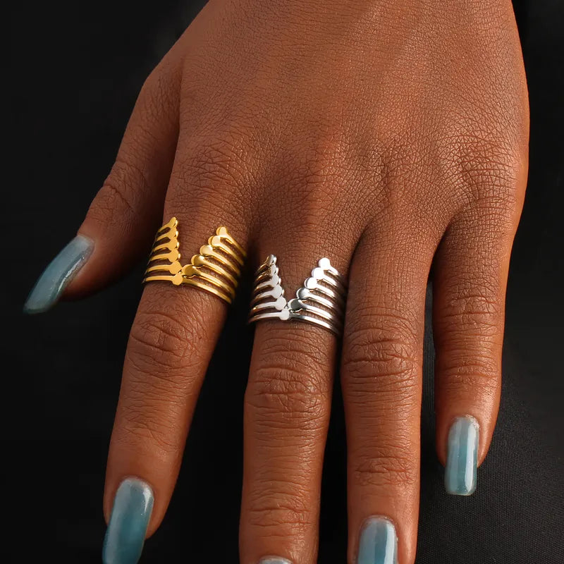 Wholesale Jewelry Hip-Hop V Shape 304 Stainless Steel 18K Gold Plated Rings