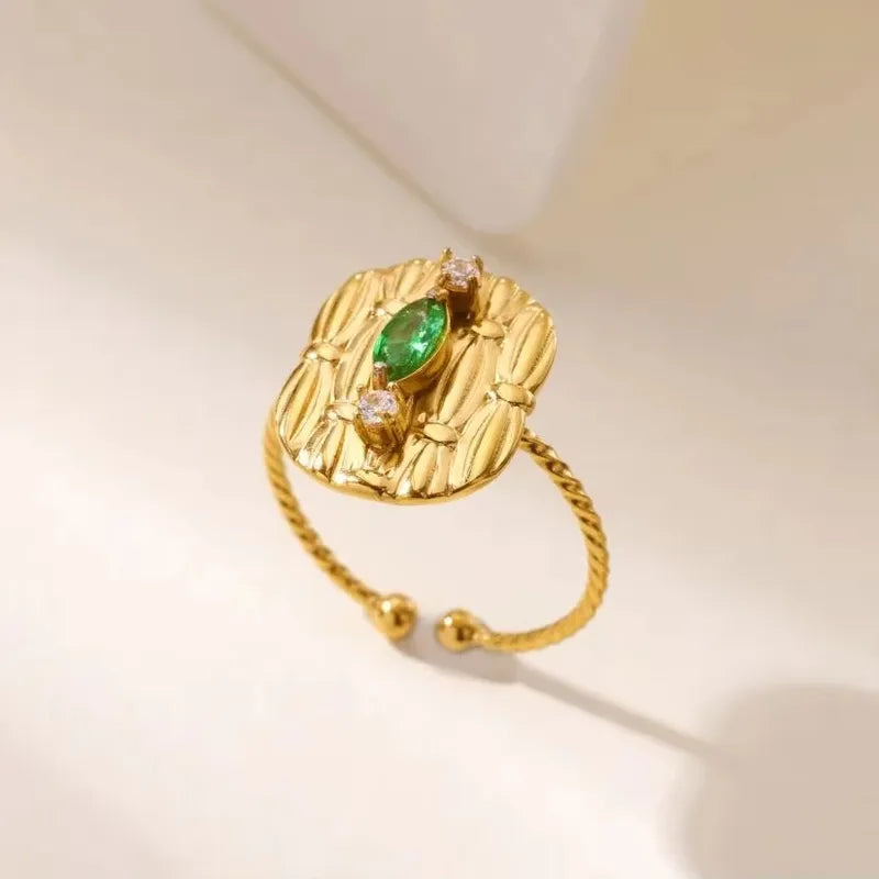 Wholesale Jewelry INS Style Sweet Geometric Flower Bow Knot 304 Stainless Steel Acrylic Pearl Zircon Inlay Open Rings