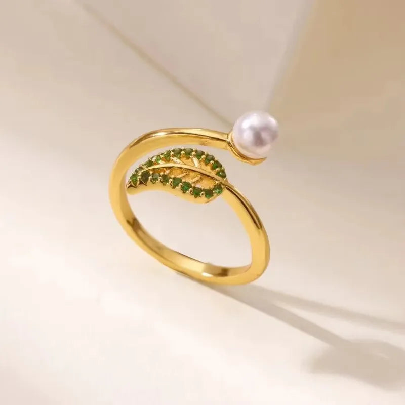 Wholesale Jewelry INS Style Sweet Geometric Flower Bow Knot 304 Stainless Steel Acrylic Pearl Zircon Inlay Open Rings