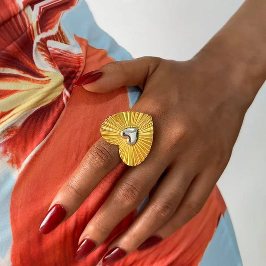 Wholesale Jewelry Modern Style Simple Style Heart Shape 304 Stainless Steel 18K Gold Plated Adjustable Ring