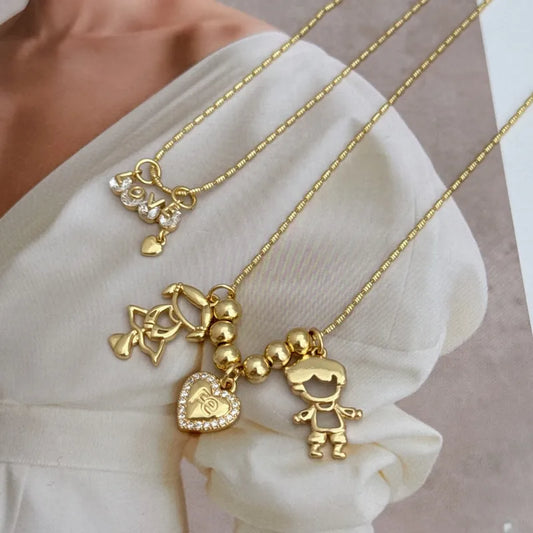 Wholesale Jewelry Modern Style Simple Style Solid Color Copper Zircon 18K Gold Plated Plating Inlay Slider Chain Pendant Necklace