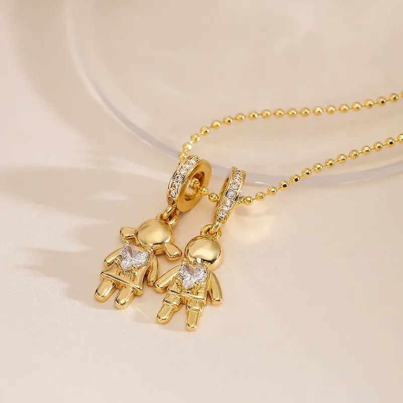 Wholesale Jewelry Retro Human Boys And Girls Copper Pendant Necklace