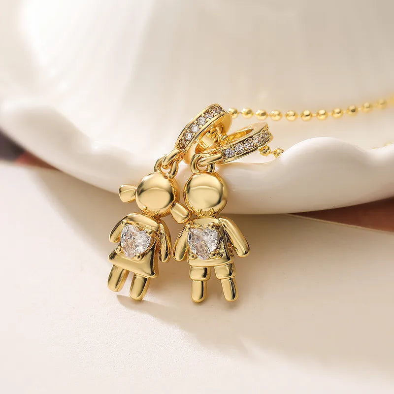 Wholesale Jewelry Retro Human Boys And Girls Copper Pendant Necklace