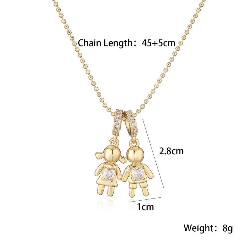 Wholesale Jewelry Retro Human Boys And Girls Copper Pendant Necklace