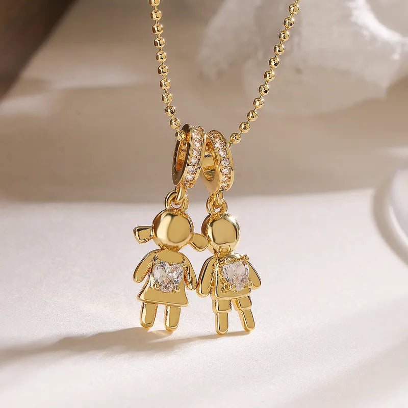 Wholesale Jewelry Retro Human Boys And Girls Copper Pendant Necklace