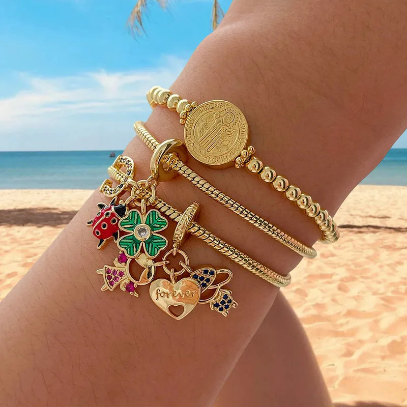 Zirconia Star Heart Ladybug Shell Bracelet Women's Fashion Oil Drop Bracelet Small Audience